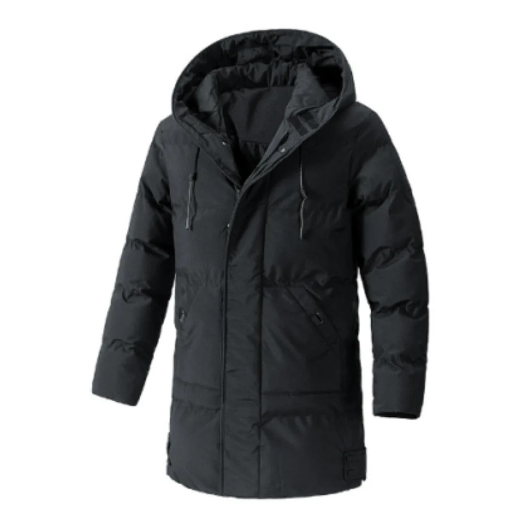 R&B | Jacke mit Kapuze, wasserabweisend, wattiert, mittellang, mehrere Taschen