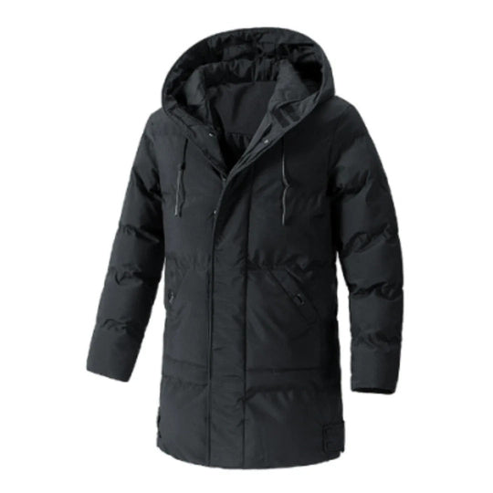 R&B | Jacke mit Kapuze, wasserabweisend, wattiert, mittellang, mehrere Taschen