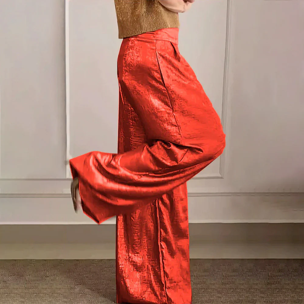 R&B | Weite Beine Hohe Taille Leicht Seidiger Fall Elegante Passform