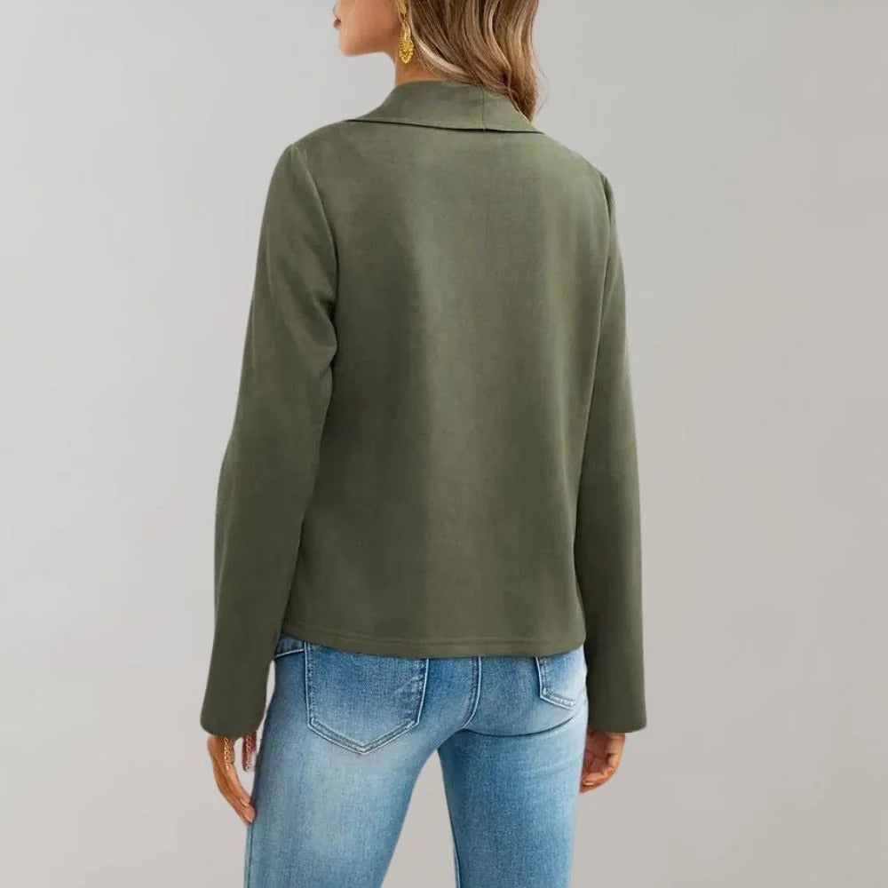 R&B | Wildleder Slim Fit Drapierte Offene Vorderseite Volle Ärmel