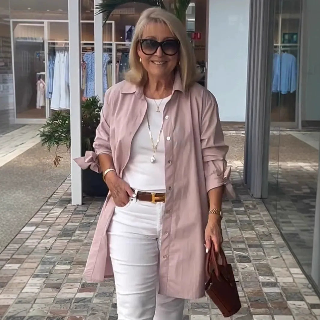 R&B | Cardigan Baumwolle Relaxed Fit Langarm Knopf-Down Schichtstück