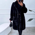 R&B | Lange Jacke Übergröße Passform Weicher Stoff Breite Revers Fronttaschen