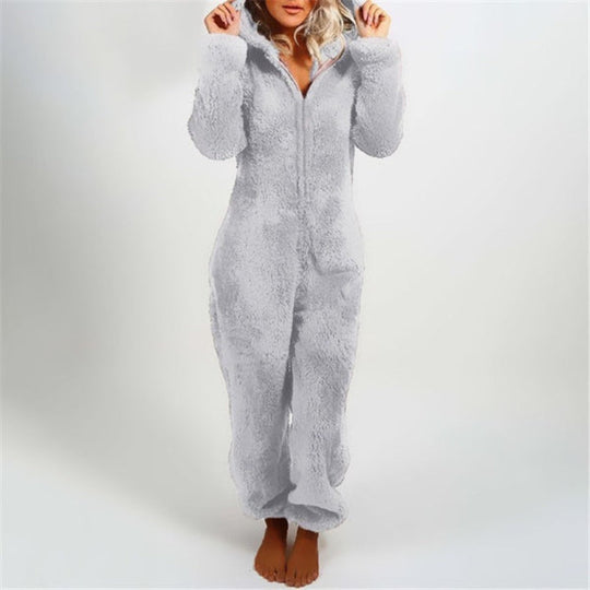 R&B | Damen Teddy Fleece Overall mit Kapuze