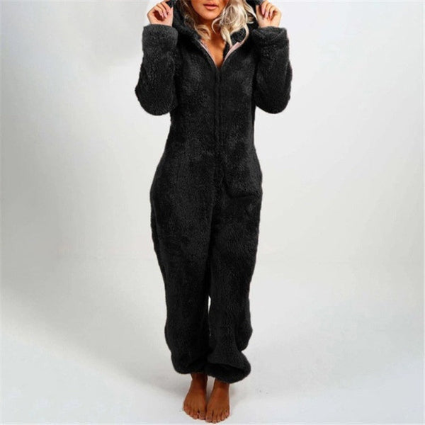 R&B | Damen Teddy Fleece Overall mit Kapuze