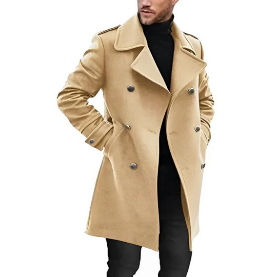 R&B | Trench Mantel Wollmischung Maßanfertigung Doppelreiher Mittellang