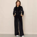 R&B | Loungewear Set Fleece Lässiger Schnitt Kapuzenpullover mit Kordelzug Weite Hose