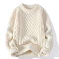 R&B | Sweatshirt Wollmischung Lockere Passform Kabelstrick Gerippter Hals