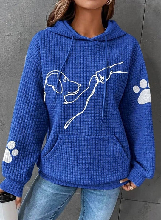 R&B | Kapuzenpullover Steppstoff Lockere Passform Hundemuster Kängurutasche