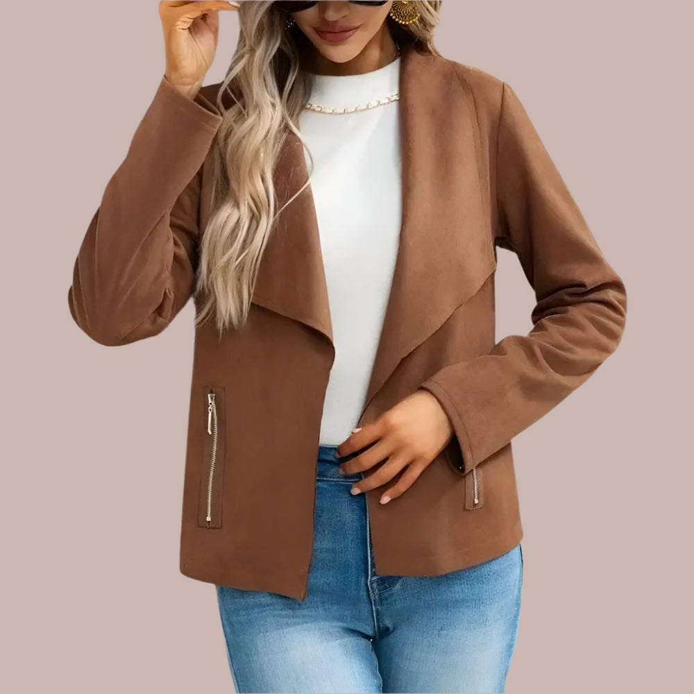 R&B | Wildleder Slim Fit Drapierte Offene Vorderseite Volle Ärmel