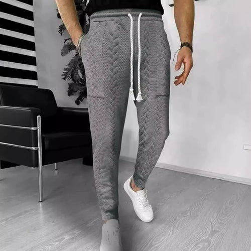 R&B | Hose Jogger Jacquard Struktur Gerade Passform Kordelzug Umschlagbeine