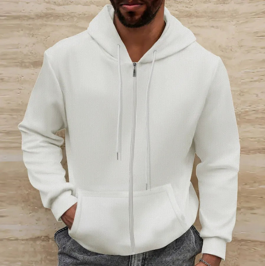 R&B | Kapuzenpullover Waffelstruktur Regular Passform Reißverschluss Lässiger Stil