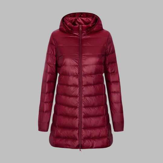 R&B | Steppjacke – Figurbetont Mid-Thigh Länge – mit Kapuze – Wasserabweisend – Reißverschluss Vorne
