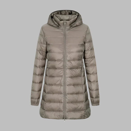 R&B | Steppjacke – Figurbetont Mid-Thigh Länge – mit Kapuze – Wasserabweisend – Reißverschluss Vorne