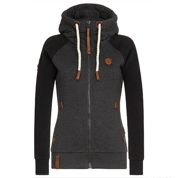 R&B | Kapuzenpullover mit Reißverschluss Slim Fit Strickstoff Rippbündchen Tasche und Kordelzugkapuze