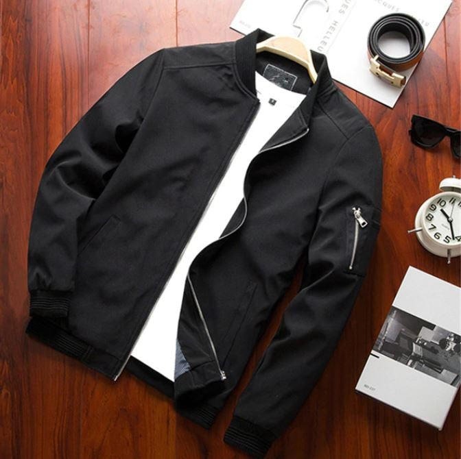 R&B | Bomberjacke winddicht lässiger Schnitt Reißverschluss Ärmeltasche