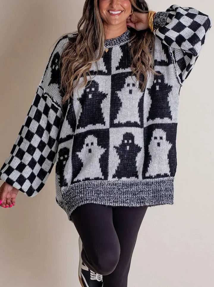 R&B | Karierter Strickpullover