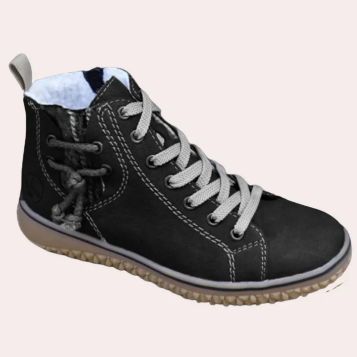 R&B | Stiefeletten Glattes Leder Schnürung Schmaler Schnitt Klobige Sohle
