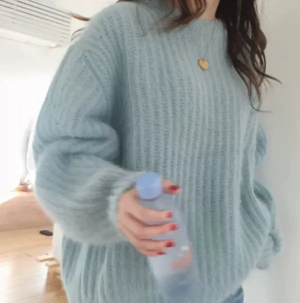 R&B | Pullover Pullover Mohair Mischung Übergröße Fit Gerippter Strick Rundhals