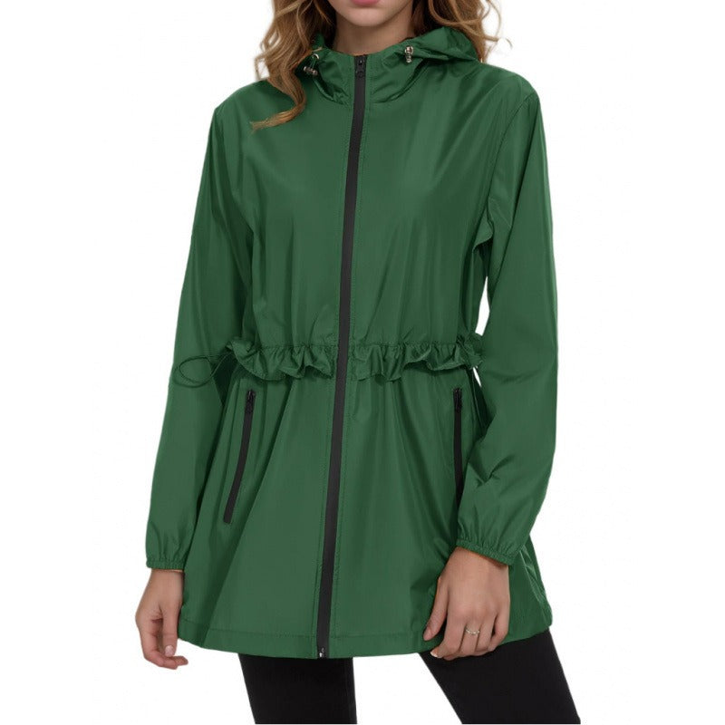 R&B | Regenjacke Wasserabweisender Leichter Stoff Verstellbare Taille Kapuze Reißverschluss