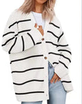 R&B | Strickjacke Übergröße Passform Gestrickte Rippstruktur Knopf V-Ausschnitt