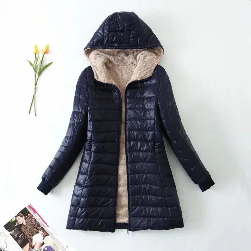 R&B | Steppjacke - Normale Passform - Fleece-Futter - Kapuze - Wasserabweisend