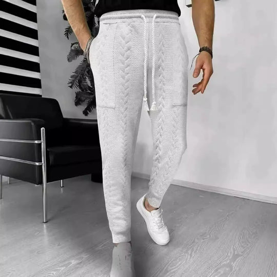 R&B | Hose Jogger Jacquard Struktur Gerade Passform Kordelzug Umschlagbeine