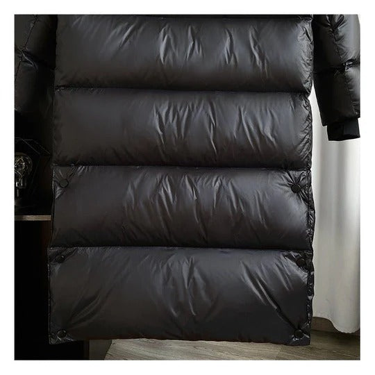 R&B | Lange Pufferjacke Kapuzen Stepp Winteroberbekleidung