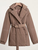 R&B | Gürteltaschen Pufferjacke Wickel Front Stepp Wintermantel