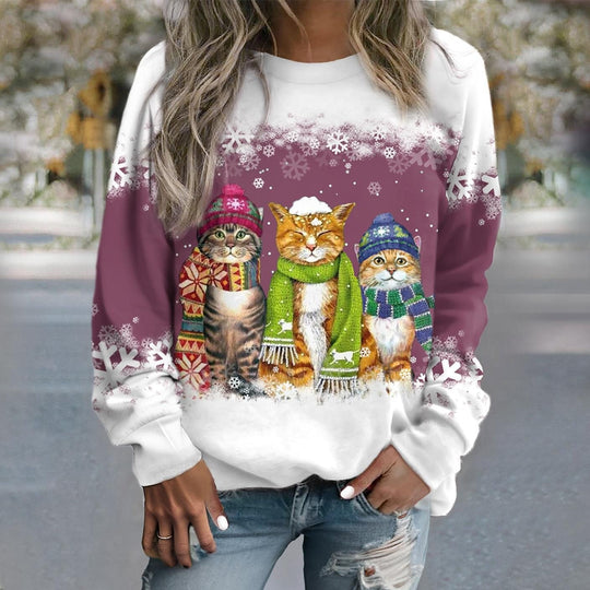 R&B | Strick Sweatshirt Lockere Passform Grafikdruck Rippbündchen Lässiger Stil