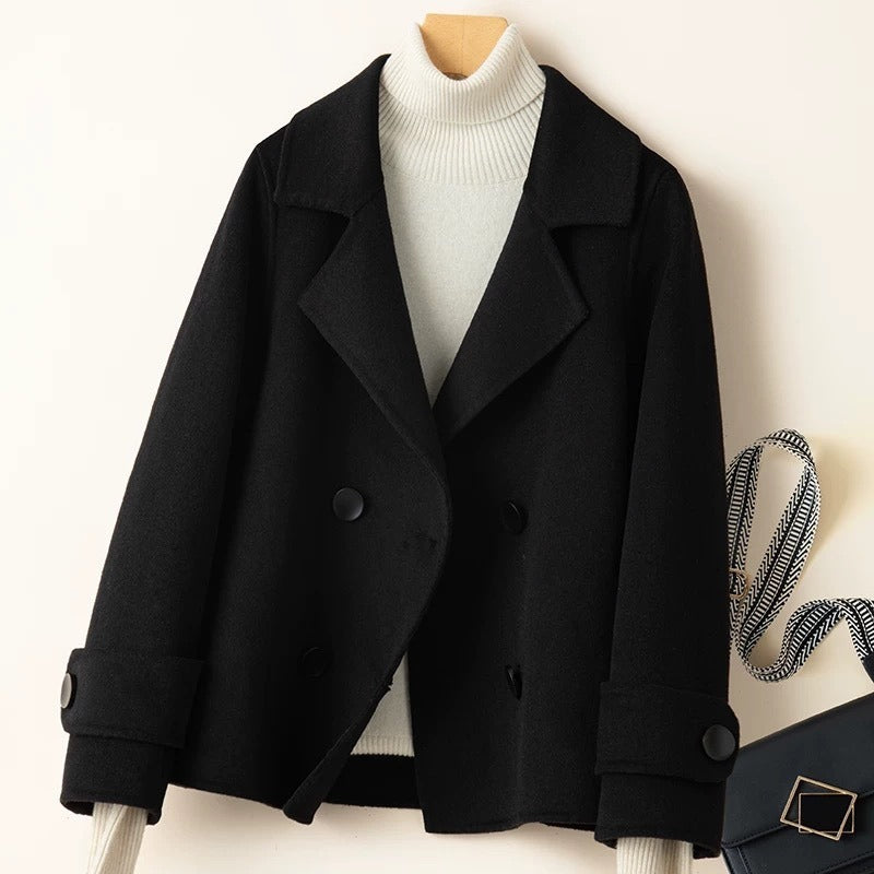 R&B | Mantel - Taillierter Fit - Woll-Look - Doppelreiher - Reverskragen - Kurze Länge