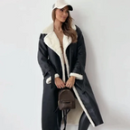 R&B | Langshearling Gefütterter Trenchcoat Schicker Doppelreiher Wintermantel