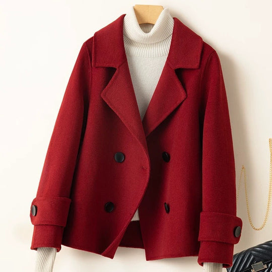 R&B | Mantel - Taillierter Fit - Woll-Look - Doppelreiher - Reverskragen - Kurze Länge