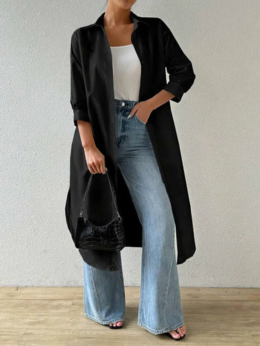 R&B | Strickjacke Light Knit Long Modell Offene Front 3/4 Ärmel Relaxed Passform