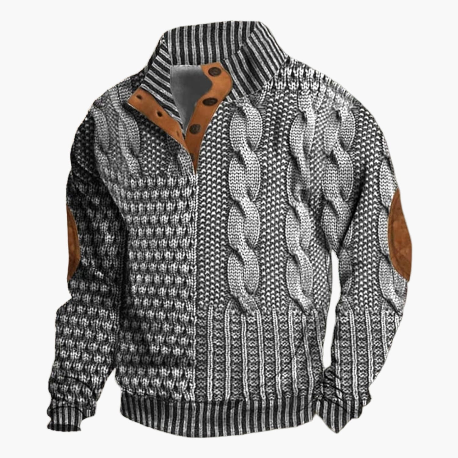 R&B | Strickmuster Bomberjacke Im Vintage-Look - Modische Freizeitjacke mit Knopfleiste