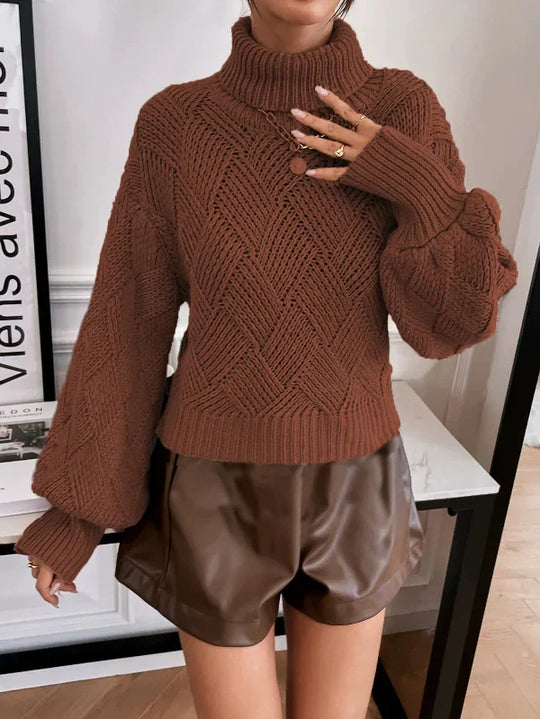 R&B | Pullover Pullover Wollstrick Übergröße Fit Rollkragen Laternenärmel