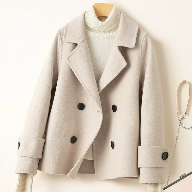 R&B | Mantel - Taillierter Fit - Woll-Look - Doppelreiher - Reverskragen - Kurze Länge