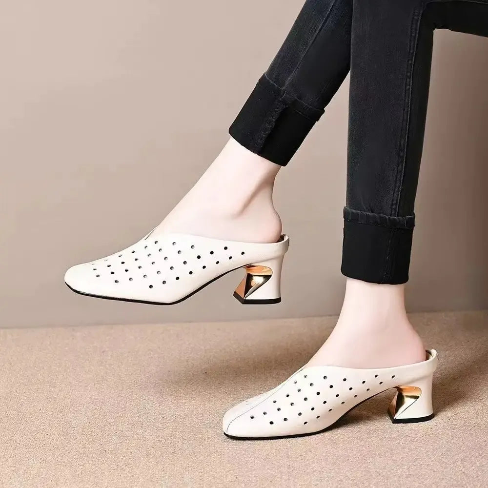 trendige Sandalen mit stabilem, hohlem Absatz R&B R&B