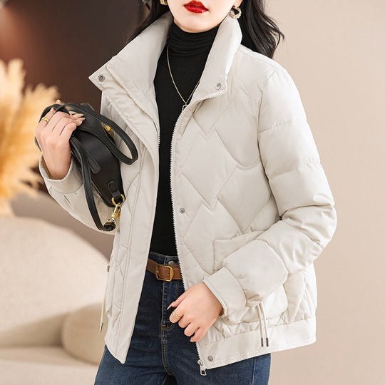 R&B | Gepolsterten Jacke Gestepptes Design Lässige Passform Hoher Kragen Reißverschluss und Druckknopfschluss