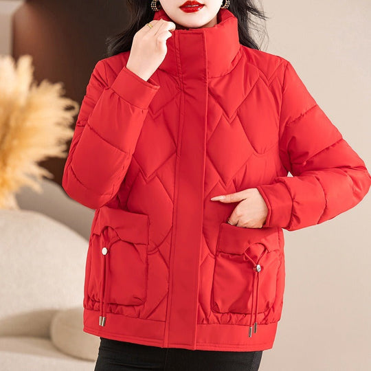 R&B | Gepolsterten Jacke Gestepptes Design Lässige Passform Hoher Kragen Reißverschluss und Druckknopfschluss
