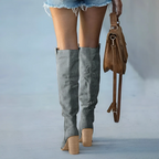 R&B | Overkniestiefel – Kunstsuede – Slim Fit – Blockabsatz – Zum Hineinschlüpfen Stil