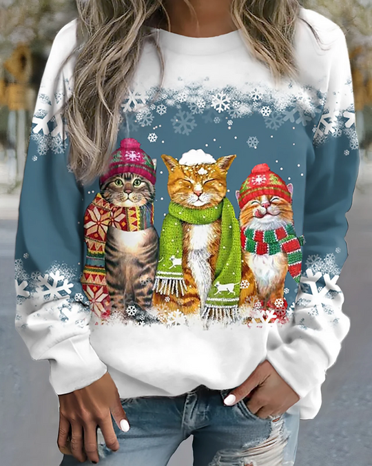 R&B | Strick Sweatshirt Lockere Passform Grafikdruck Rippbündchen Lässiger Stil