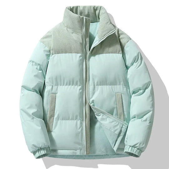 R&B | Pufferjacke Oversized Fit Gequiltetes Design Corduroy-Kragen Reißverschluss