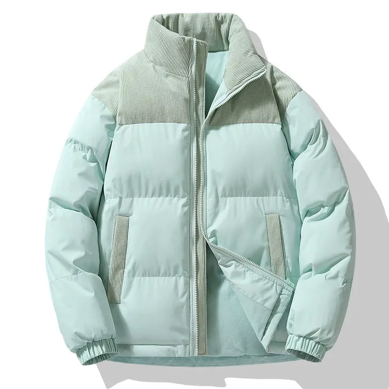 R&B | Pufferjacke Übergrößenpassform Gepolstertes Design Cordkragen Reißverschluss