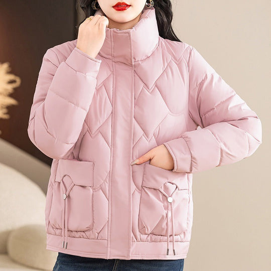 R&B | Gepolsterten Jacke Gestepptes Design Lässige Passform Hoher Kragen Reißverschluss und Druckknopfschluss