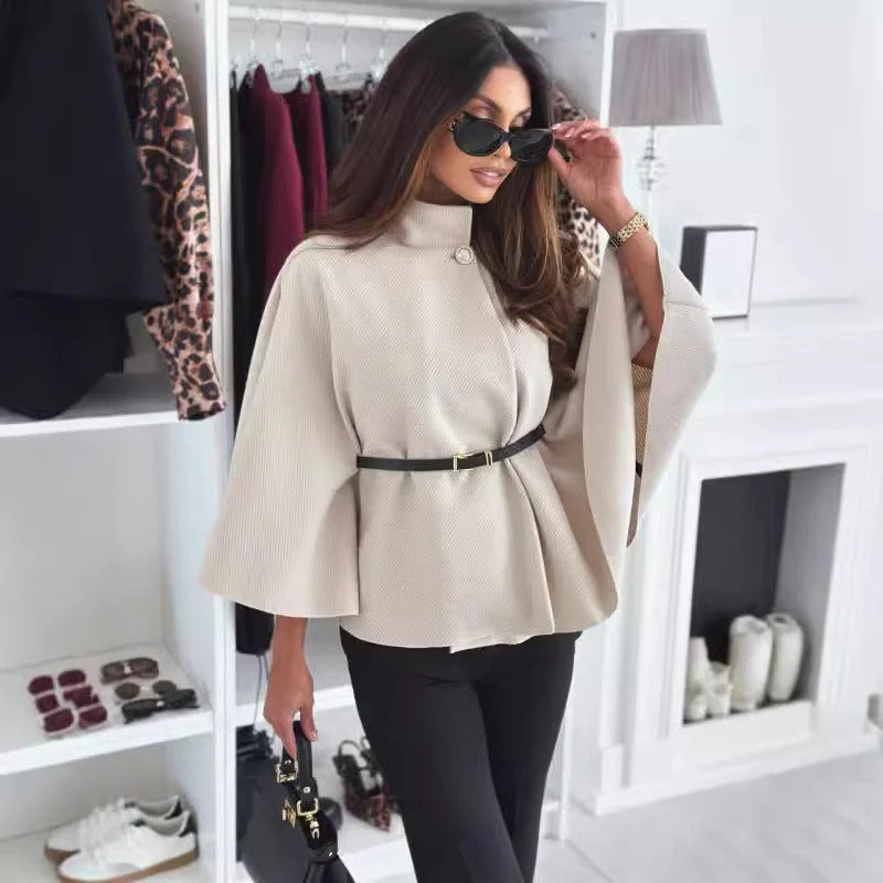 R&B | Gürtel Umhang Jacke Eleganter Hoher Kragen