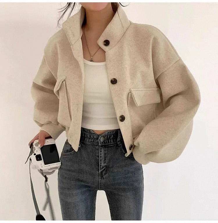 R&B | Kurze graue Wolljacke für Frauen Mauwi