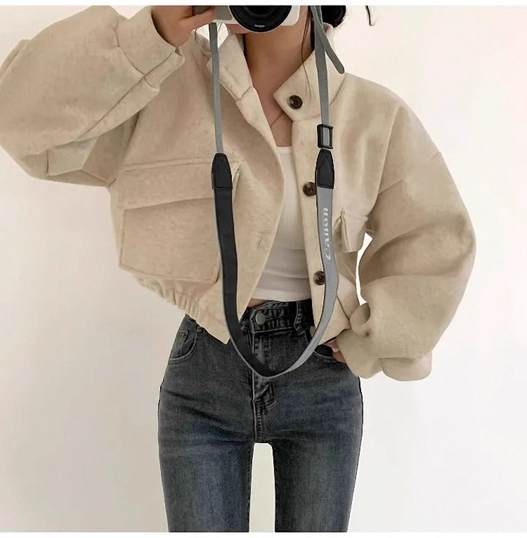 R&B | Kurze graue Wolljacke für Frauen Mauwi