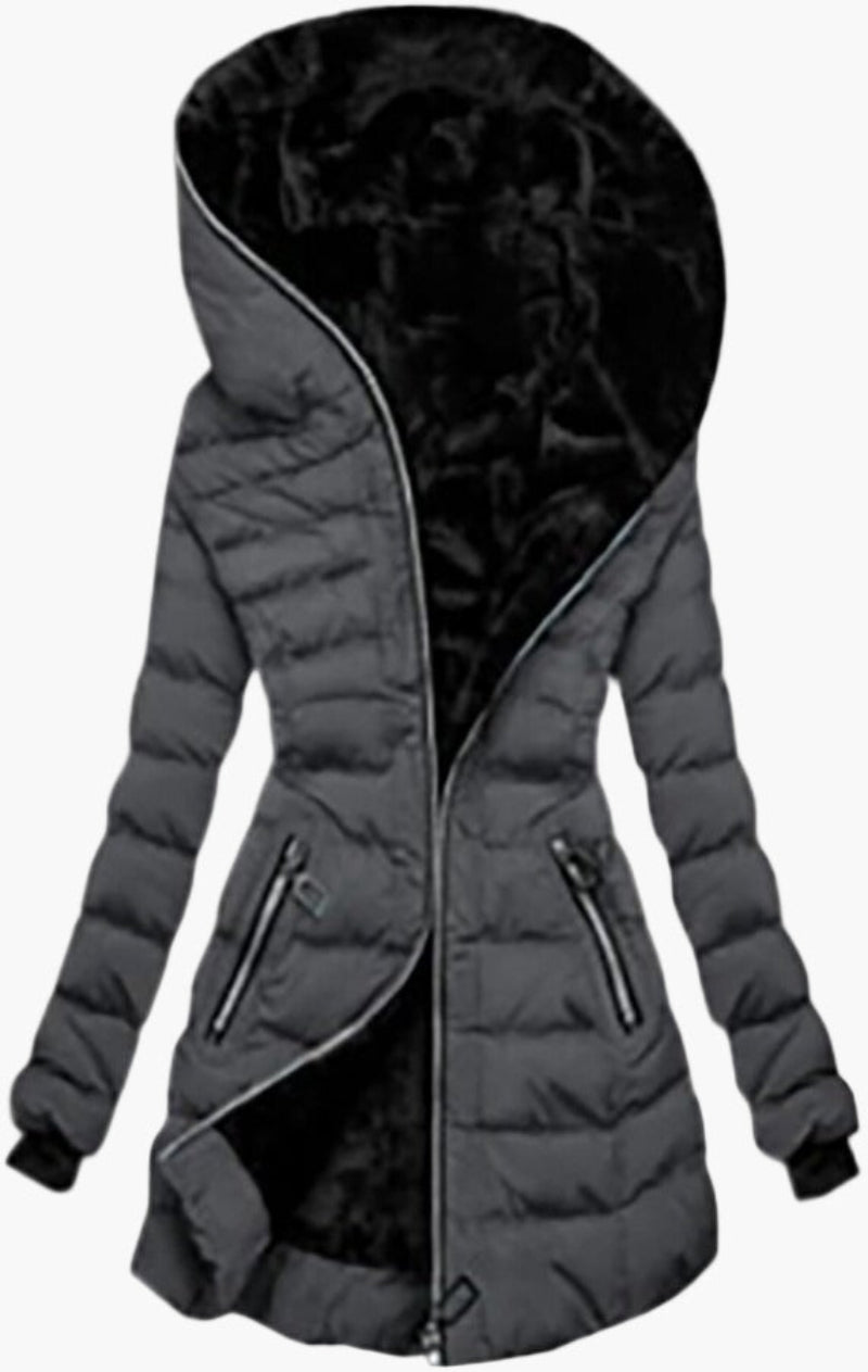 R&B | Winter Steppjacke mit Kapuze und Asymmetrischem Reißverschluss - Modische Outdoorjacke für Kalte Tage