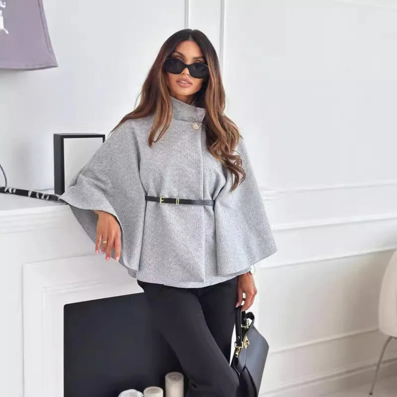 R&B | Gürtel Umhang Jacke Eleganter Hoher Kragen