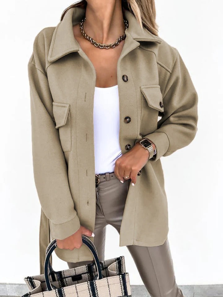 R&B | Winddichte Jacke - Übergrößenpassform - Hüftlänge - Knopfverschluss - Lässiger Stil